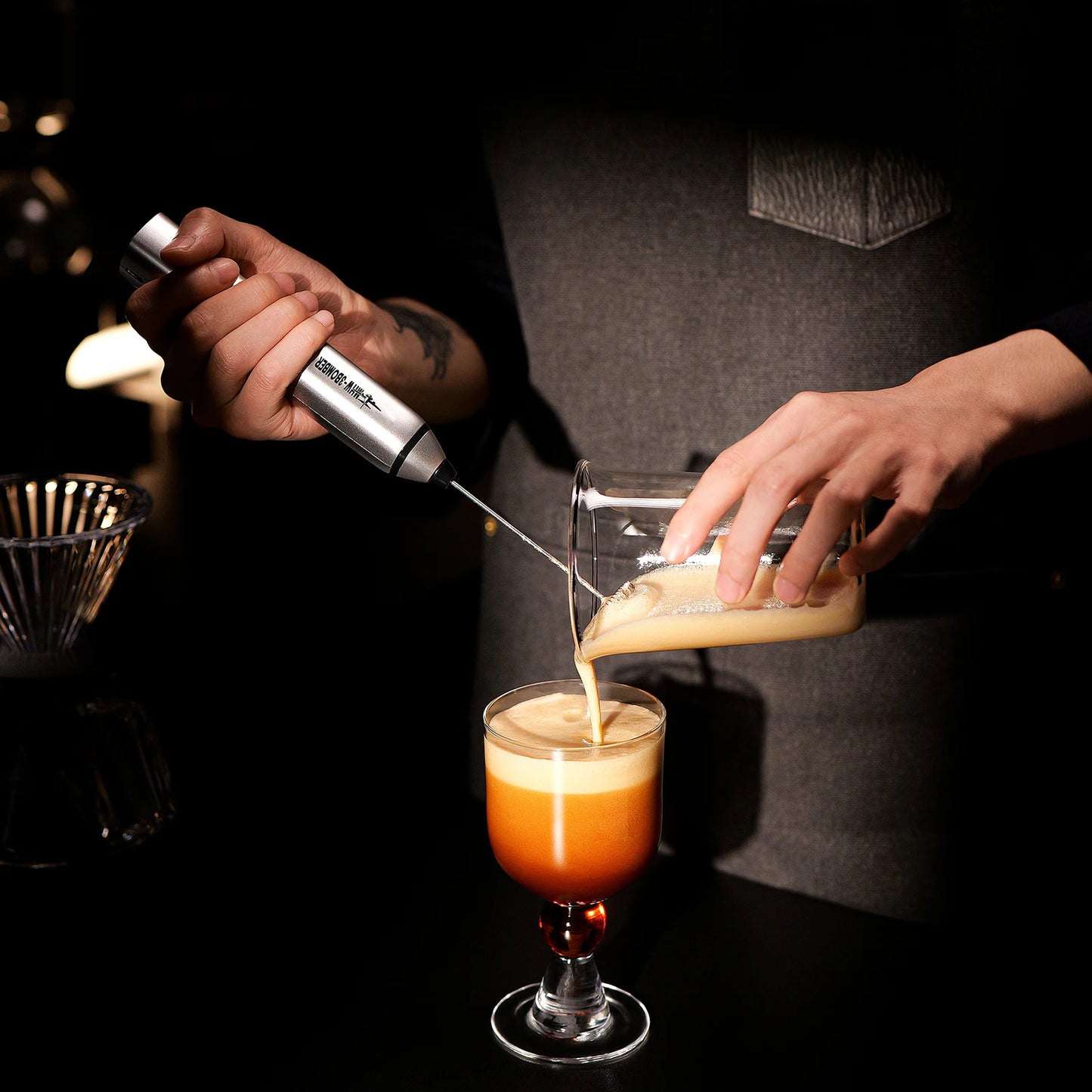 MHW-3BOMBER Electric Milk Frother Sponsored Portable Handheld Rechargeable Whisk Drink Mixer Foamer for Lattes Cappuccino