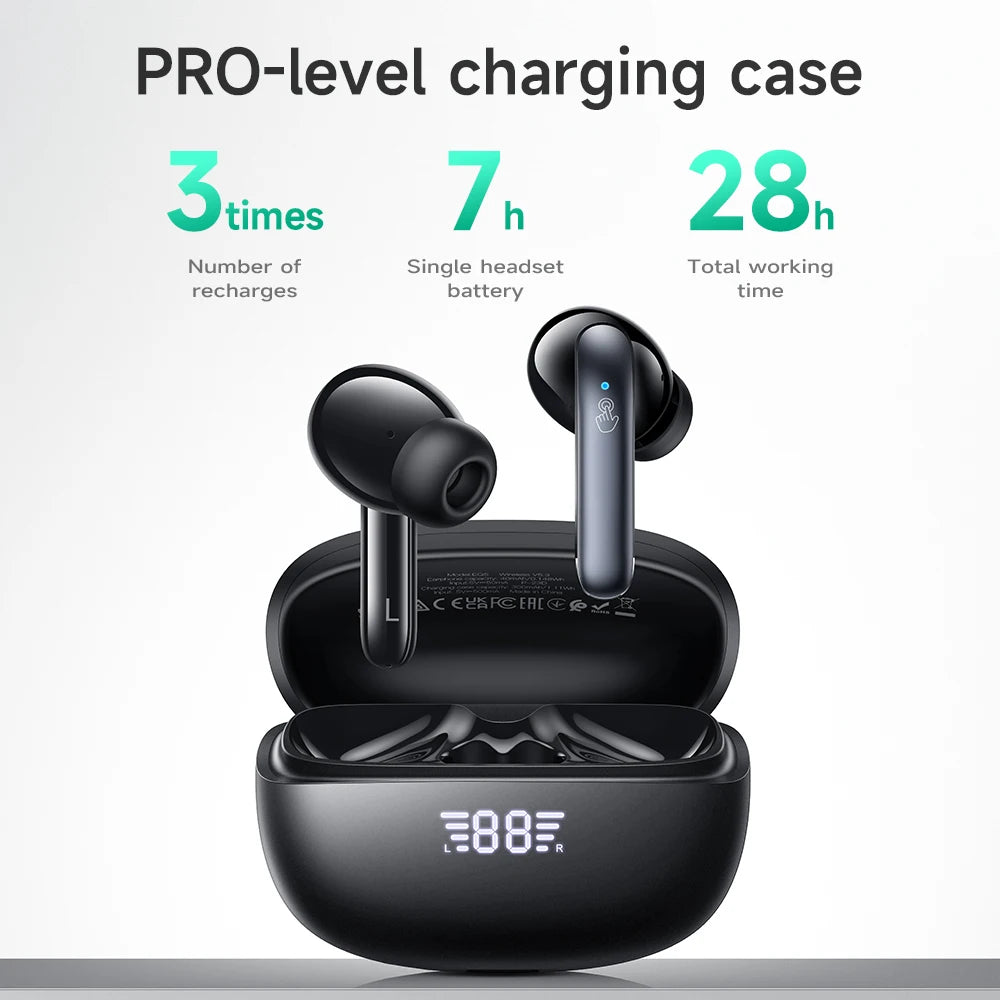 HOCO EQ5 ANC+ENC Bluetooth 5.3 Wireless Earphone Active Noise Cancellation Hifi Stereo Sound Dual Microphone Music Sport Earbuds