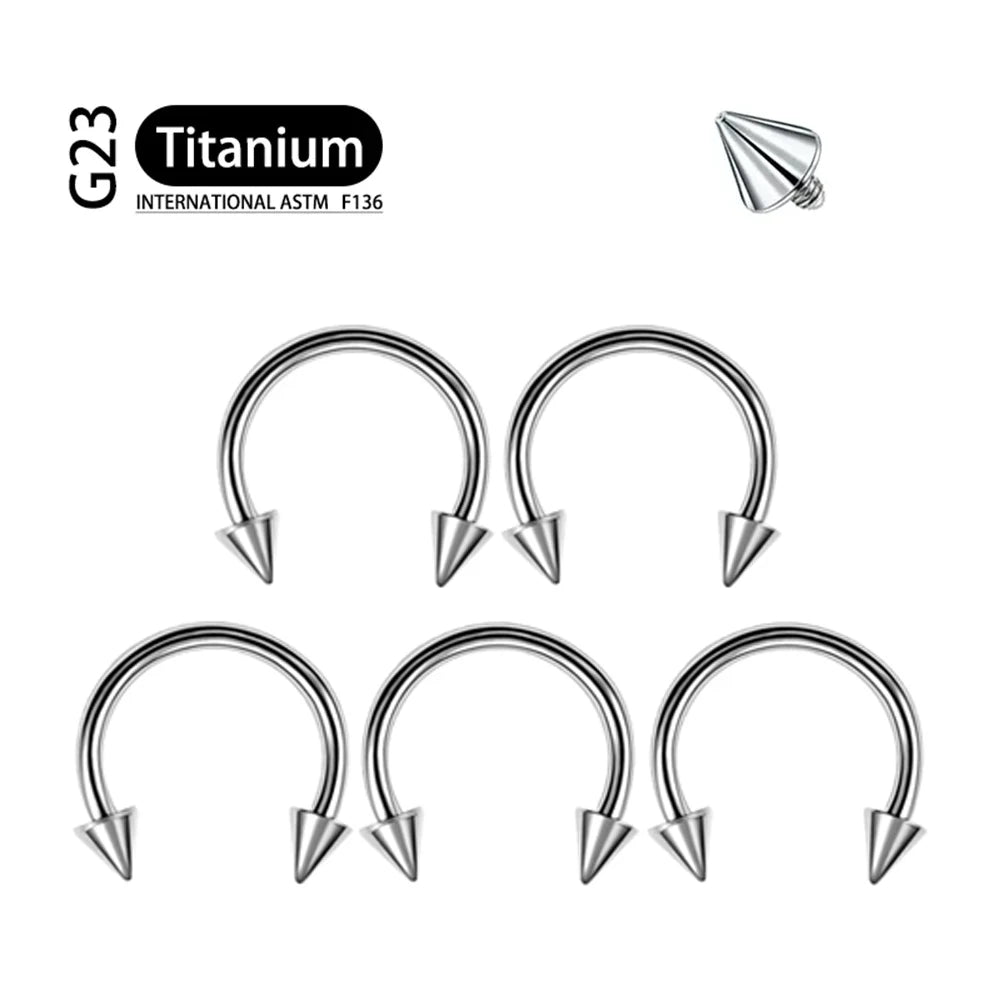 5Pcs Implant Grade F136 Titanium Gothic Spike Labret Tragus Helix Bar Lip Bar Rings Stud Cartilage Ear Piercings Body Jewelry