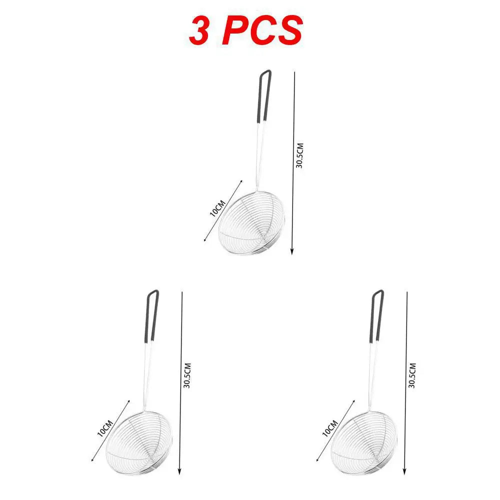 Red Handle Strainer Stainless Steel Bubble Tea Colander Boba Milk Tea Spoon Pearl Round Strainer Kitchen Gadgets
