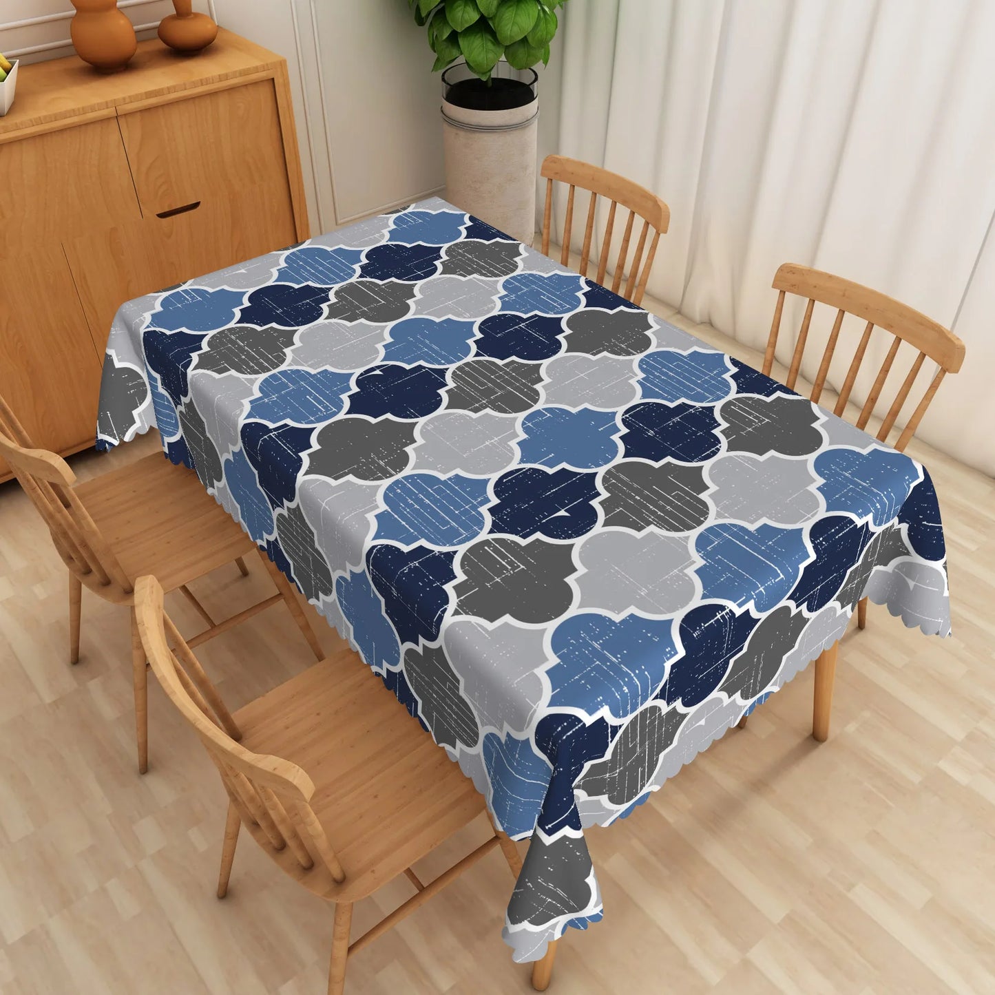 Moroccan Pattern Tablecloth Geometric Design Waterproof Easy Clean Rectangular Table Cover for Dining Room Kitchen Home Decor