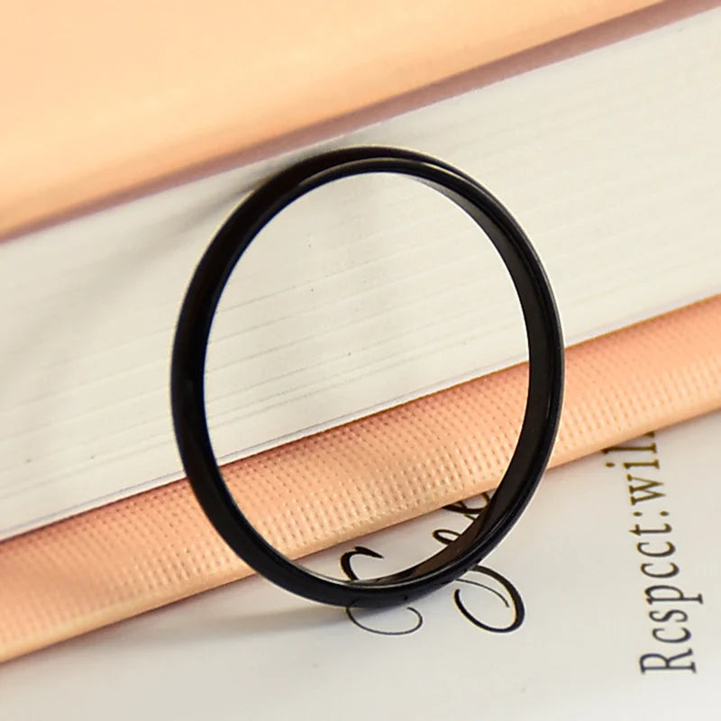 Custom 2mm Thin Rings Engraving Names Personalized For Woman Couples Stainless Steel Black Rose Gold Silver Color Jewelry