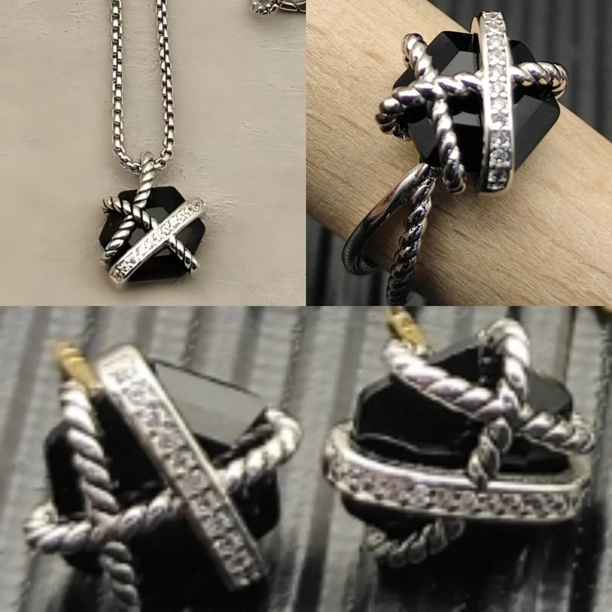 2025 New High-Quality Christmas Elegant and Simple Hexagonal Diamond Necklace, Earrings, and Ring Set - Valentine's Day Gift