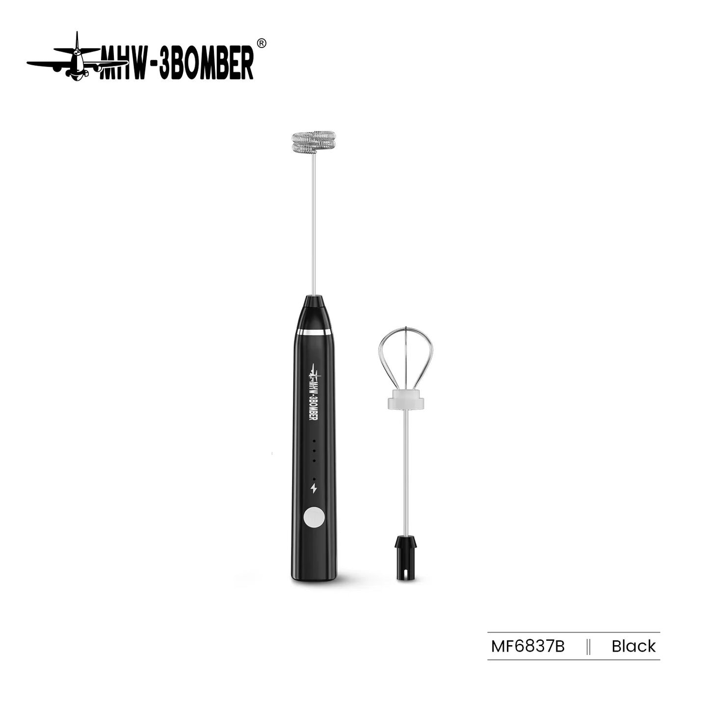 MHW-3BOMBER Electric Milk Frother Sponsored Portable Handheld Rechargeable Whisk Drink Mixer Foamer for Lattes Cappuccino