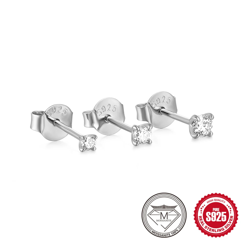 CANNER 0.5-1.2 Carat D Color Moissanite Ear Stud Earrings For Women 925 Sterling Silver Elegant Sparkling Piercing Earrings Gift