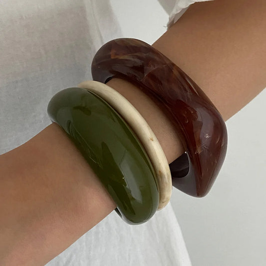 Irregular Resin Cuff Bangles Acrylic Vintage Korean Fashion Bracelets for Women Simple Elegant Pulseras Mujer