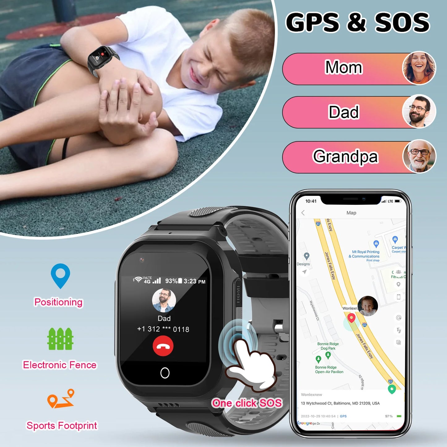 Wonlex Kids Smart Watch 4G GPS WIFI location Tracker SOS Video Call KT24S Children's smartwatch IP67 Waterproof smart baby watch