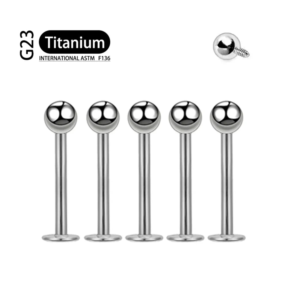 5Pcs Implant Grade F136 Titanium Gothic Spike Labret Tragus Helix Bar Lip Bar Rings Stud Cartilage Ear Piercings Body Jewelry