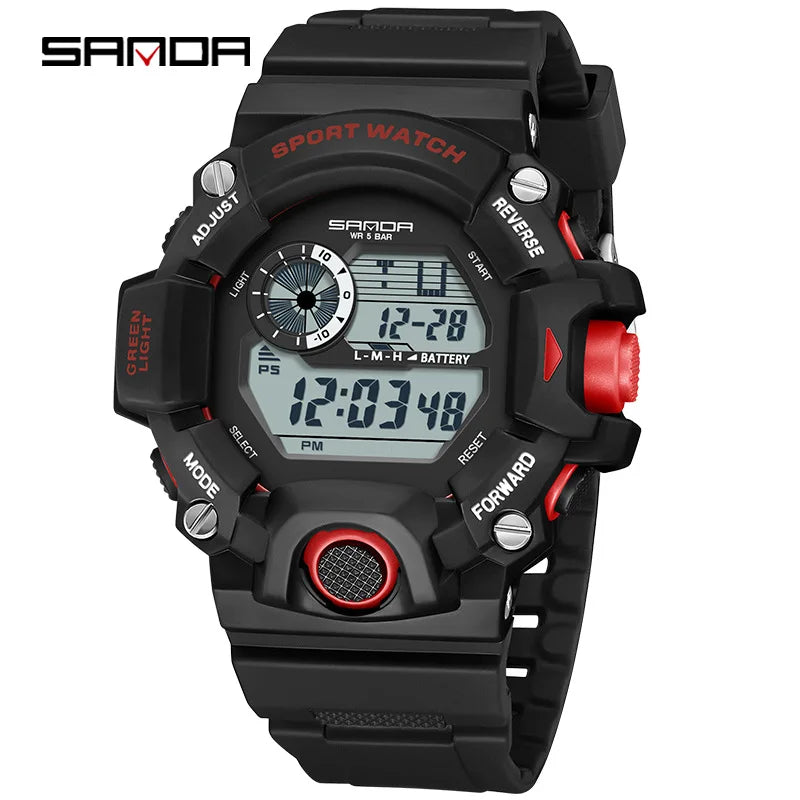 SANDA 326 Electronic Watches for Man Luminous Alarm Clock Waterproof Multifunction Sports Fashion Students Digital Wristwatch