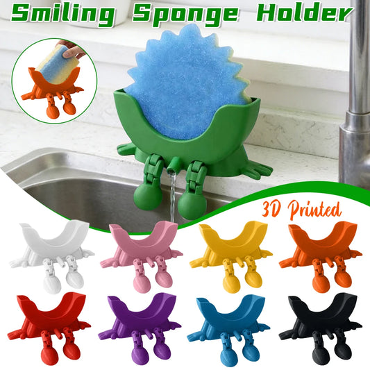 Smiling Sponge Holder 3D Printing Sponges Soap Holder Drying Rack for Scrub Daddy Kitchen Countertop Sink Organizer for Kitchen