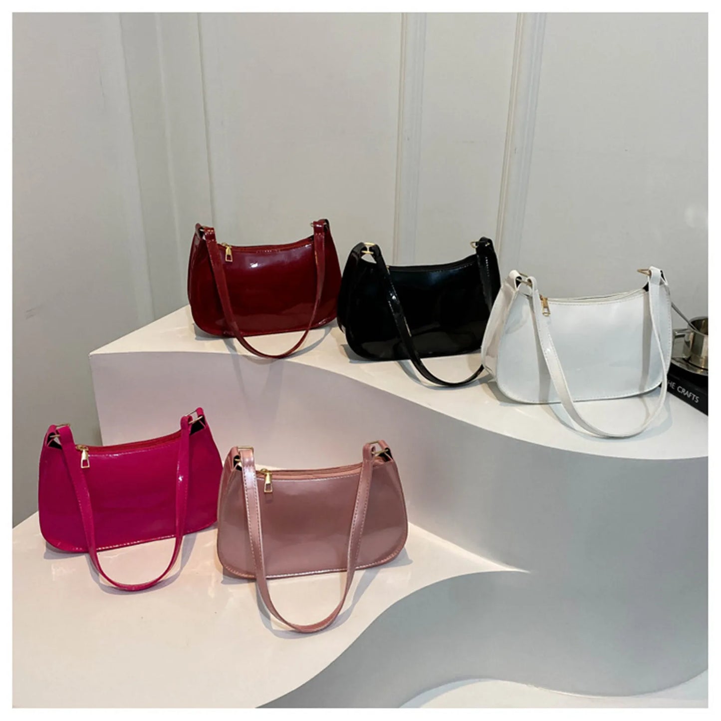 2025 Retro Solid Color PU Leather Shoulder Bag Fashion Women's Handbags Casual Designer Underarm Bag