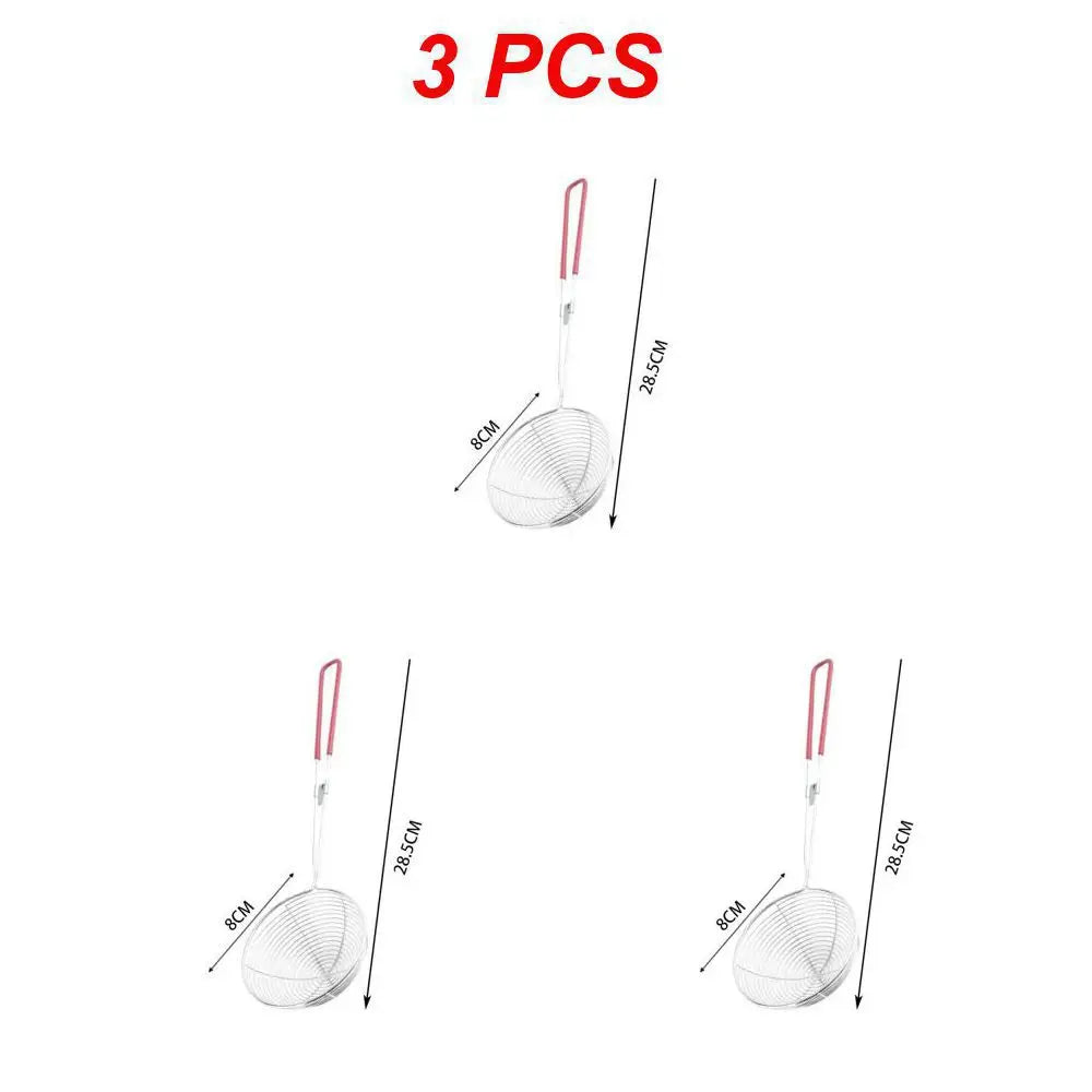 Red Handle Strainer Stainless Steel Bubble Tea Colander Boba Milk Tea Spoon Pearl Round Strainer Kitchen Gadgets