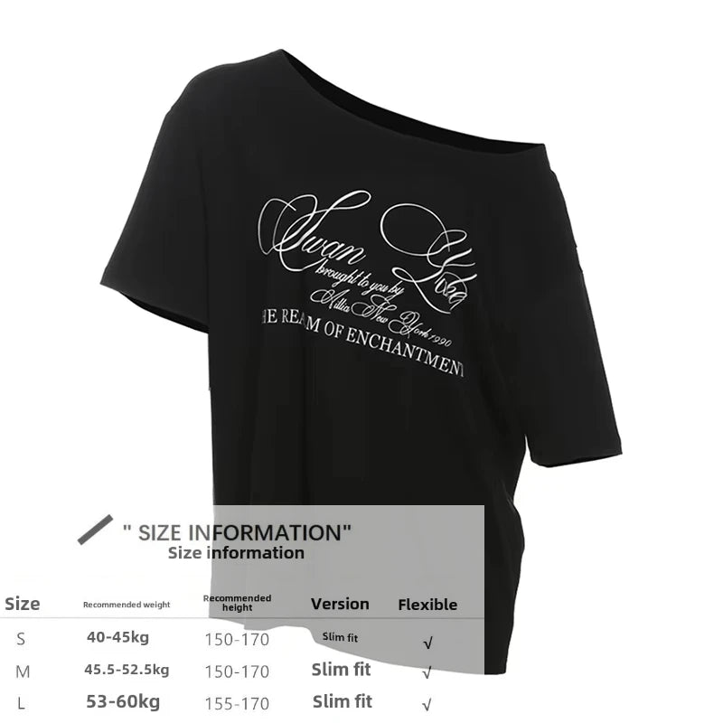UOSU Casual Relax Woman T-shirt Letter 2025 Women New Street Atmosphere Style Fashionable Chick Summertime Tops
