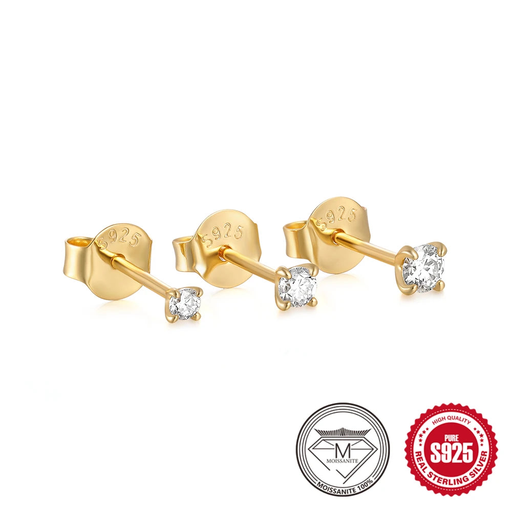 CANNER 0.5-1.2 Carat D Color Moissanite Ear Stud Earrings For Women 925 Sterling Silver Elegant Sparkling Piercing Earrings Gift
