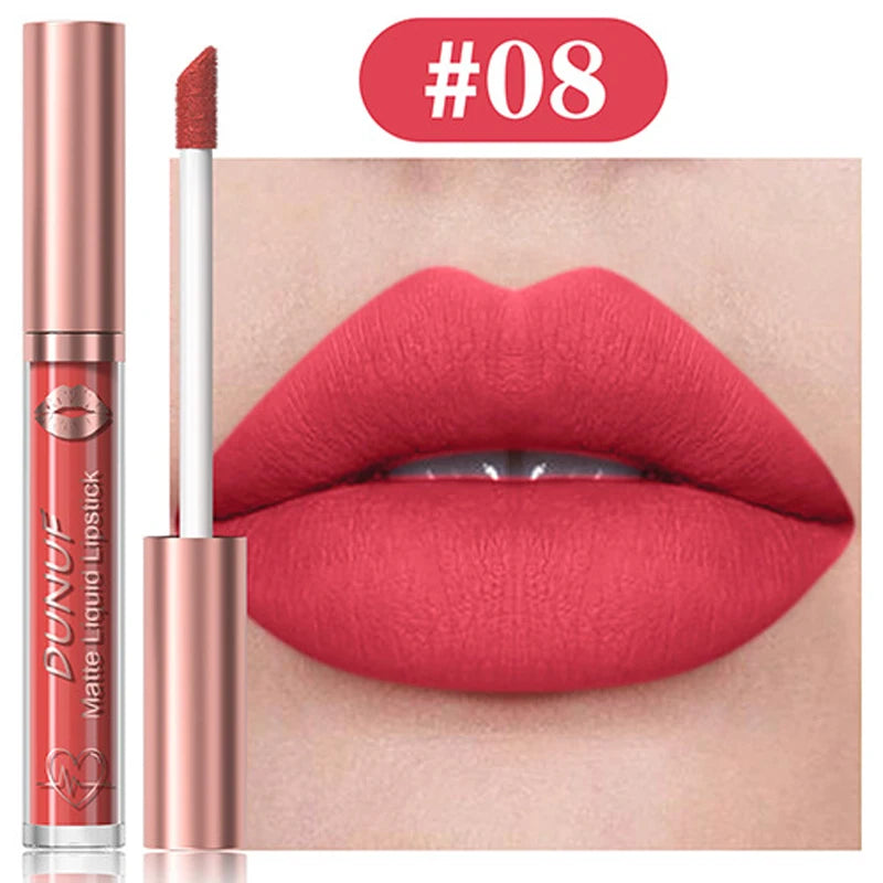 18-Colors Sexy Velvet Matte Lip Gloss Rose Pink Liquid Lipstick Beauty Red Waterproof Lasting Easy To Color Nude Lip Tint Makeup