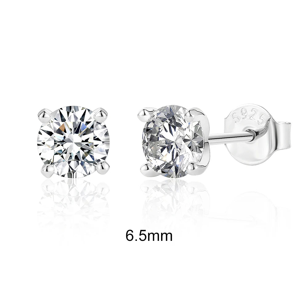 CANNER 0.5-1.2 Carat D Color Moissanite Ear Stud Earrings For Women 925 Sterling Silver Elegant Sparkling Piercing Earrings Gift