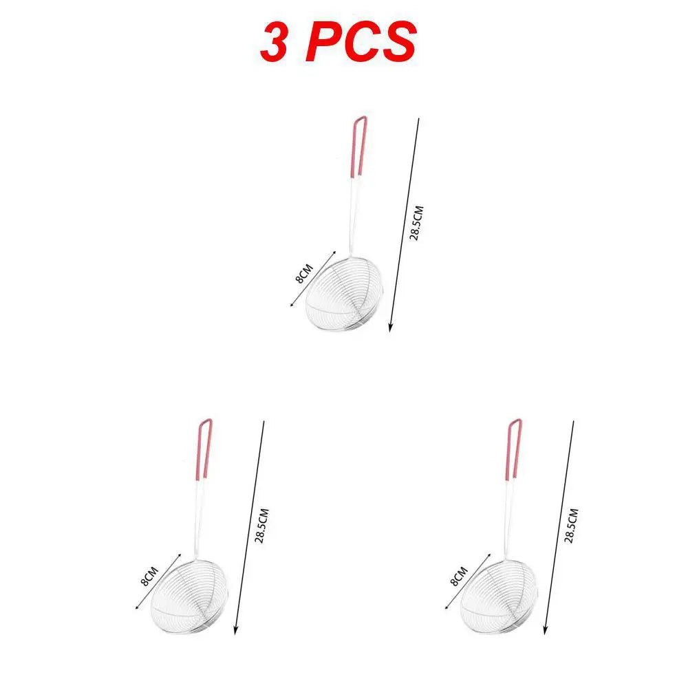 Red Handle Strainer Stainless Steel Bubble Tea Colander Boba Milk Tea Spoon Pearl Round Strainer Kitchen Gadgets