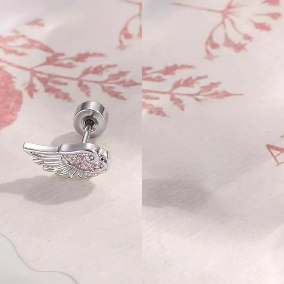 Personality Shiny Zircon Angel Wings Stud Earrings for Women Men Couple Multiple Ear Holes Fold Wear Ear Bone Stud Jewelry Gifts
