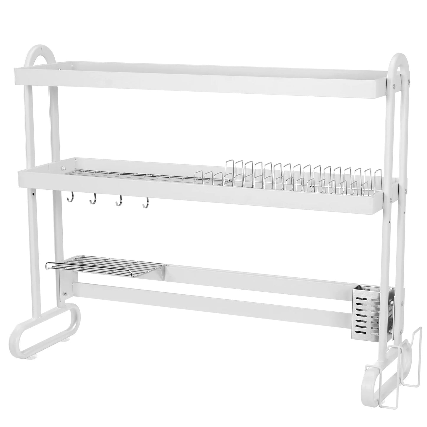 Stainless Steel 2/3Layer Dish Drainer Kitchen Dish Rack with Utensil Holder Anti-Slip Sink Organizer for Home Storage Accessor