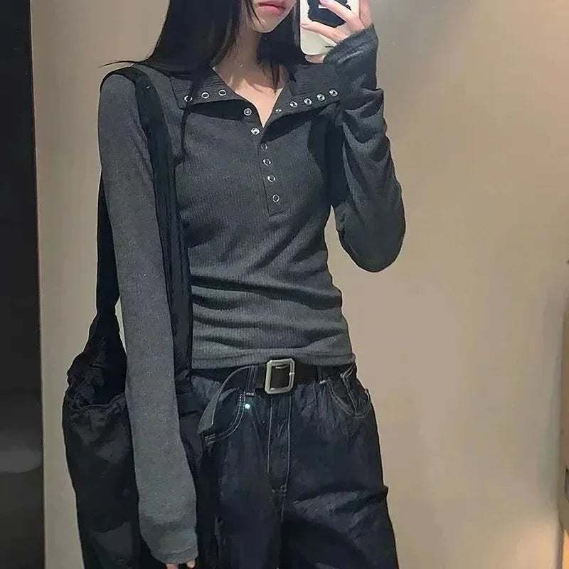 2025 Women's Knitted Sweater Y2K Long Sleeve Pullovers Korean Streetwear Vintage Knit Sweaters for Women Slim Fit Bottoming Tops
