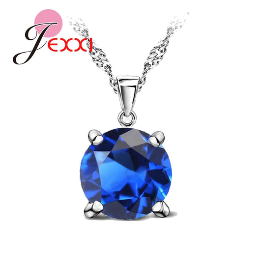 CZ Crystal Chain Necklaces Solid 925 Silver Color Pendant Necklace  Fashion Brand Crystal Party/ Wedding Jewelry For Women