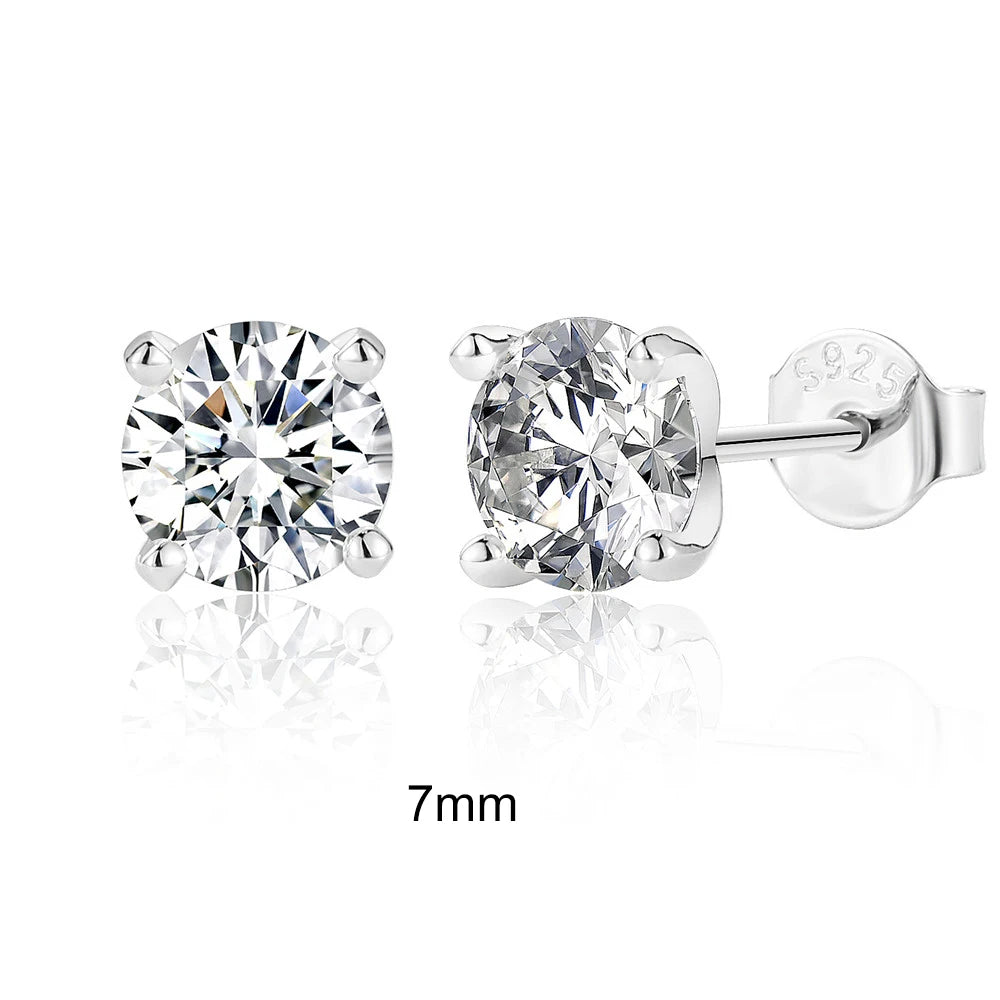 CANNER 0.5-1.2 Carat D Color Moissanite Ear Stud Earrings For Women 925 Sterling Silver Elegant Sparkling Piercing Earrings Gift