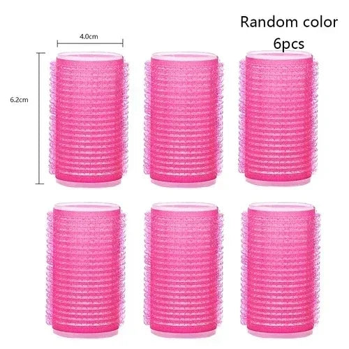 Hot Selling 6/12/24Pcs Pink Nylon Plastic Hair Rollers Set DIY Hairdressing Tools 3Sizes No Heat Self Grip Hair Roller Curlers