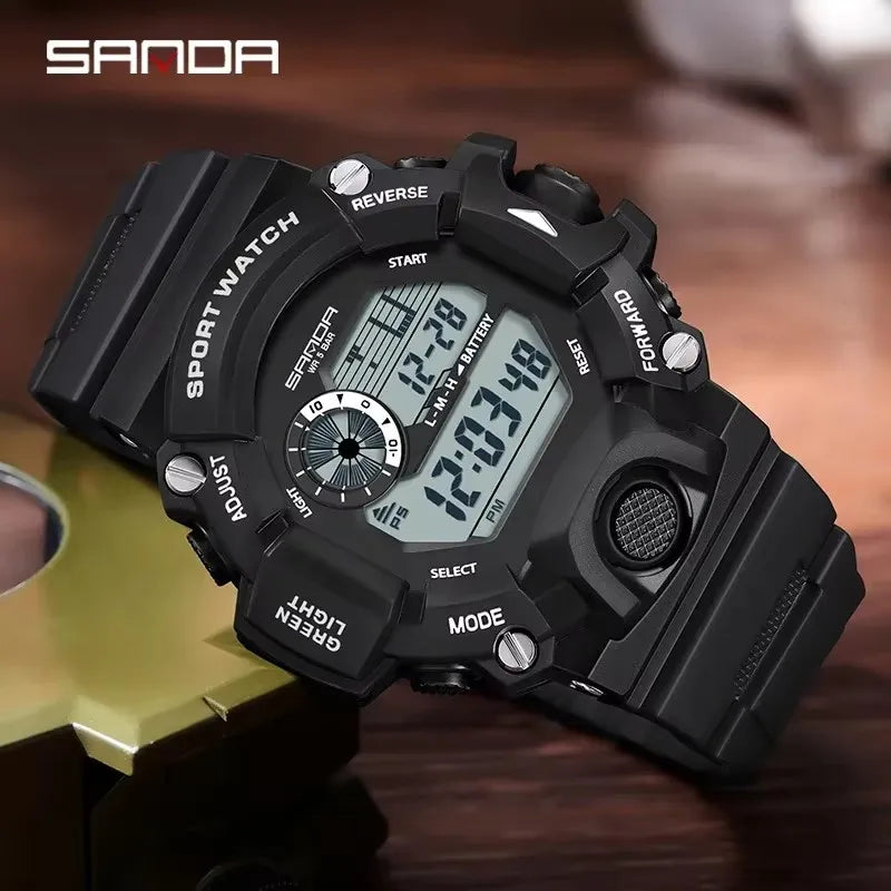 SANDA 326 Electronic Watches for Man Luminous Alarm Clock Waterproof Multifunction Sports Fashion Students Digital Wristwatch