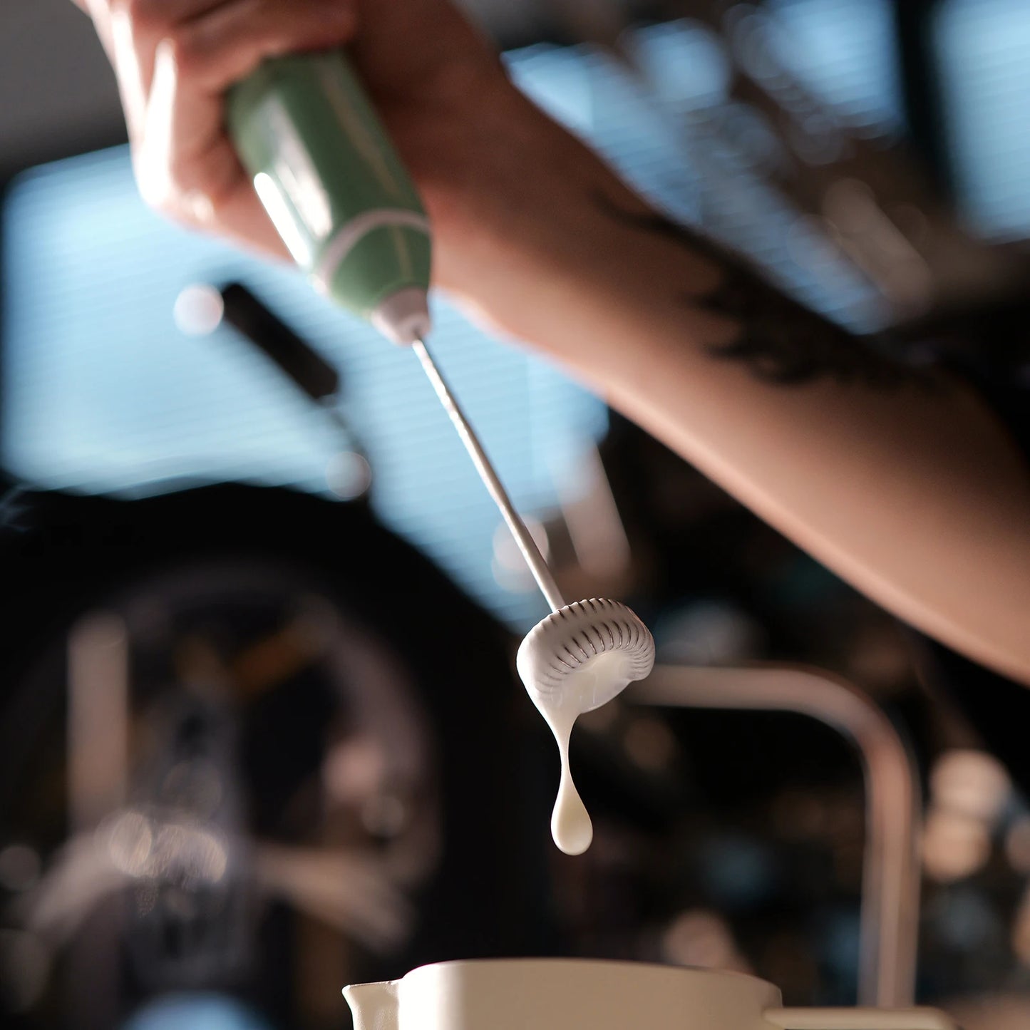 MHW-3BOMBER Electric Milk Frother Sponsored Portable Handheld Rechargeable Whisk Drink Mixer Foamer for Lattes Cappuccino