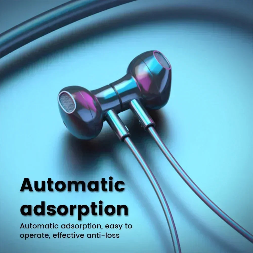 Sports Neckband Headphones Bluetooth Earphones Gaming LED Battery Display Wireless Mic Stereo HIFI TWS Headset Support TF Cards