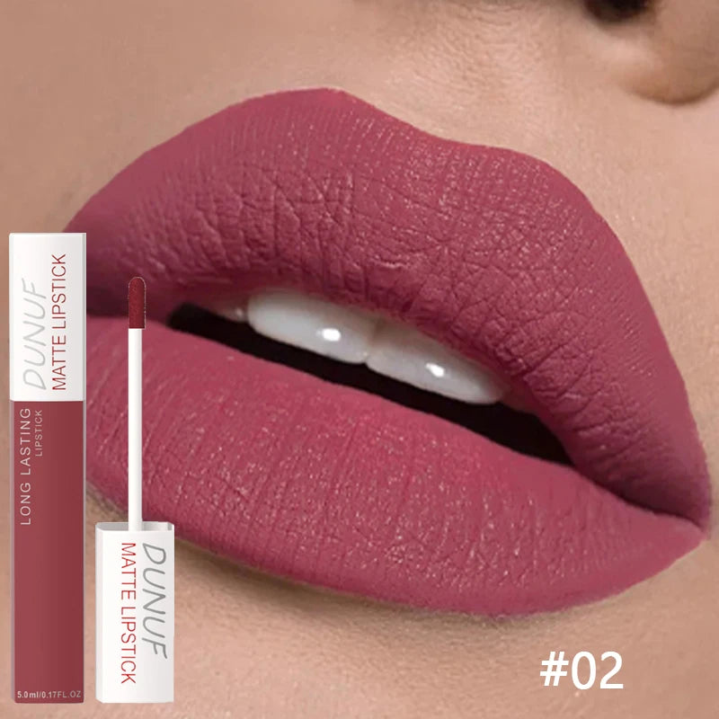 8 Colors Matte Waterproof Lip Gloss Sexy Red Not Fade Liquid Lipstick Long Lasting Velvet Lip Glaze Earth Brown Non Stick Makeup
