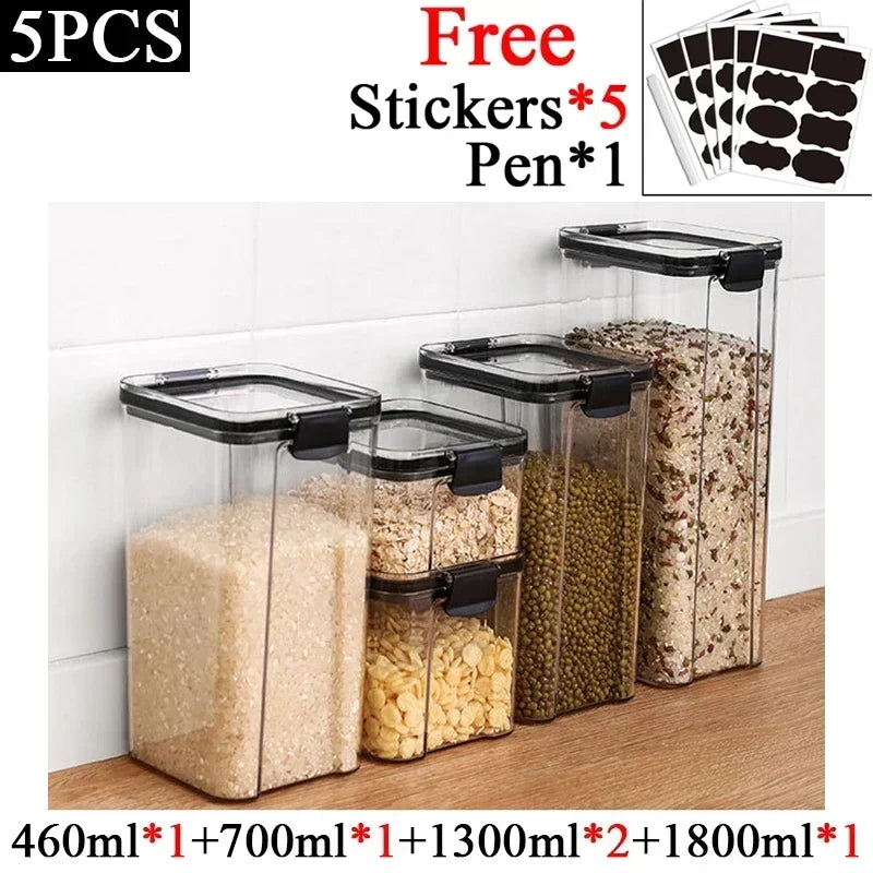 460-1800ml Sets Stackable Kitchen Sealed Jar Plastic Food Storage Box Multigrain Tank Bottle Dried Fruit Tea Storage Containers