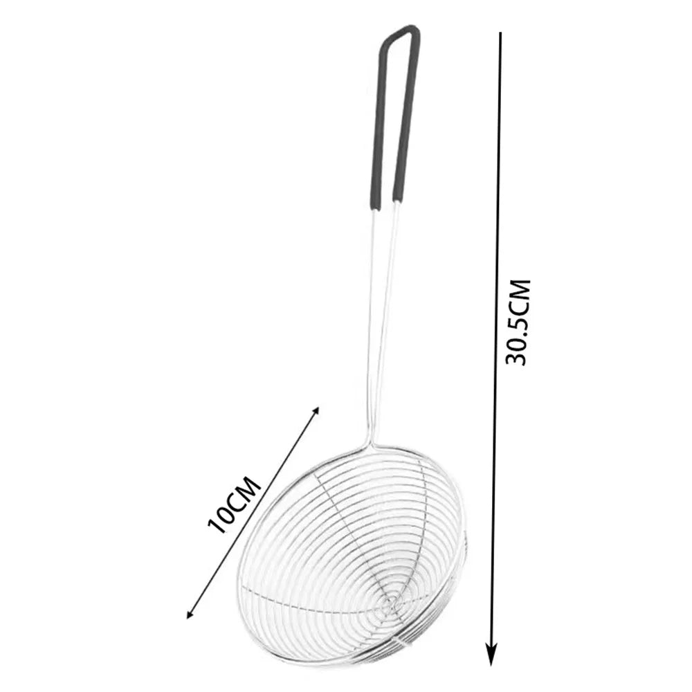 Red Handle Strainer Stainless Steel Bubble Tea Colander Boba Milk Tea Spoon Pearl Round Strainer Kitchen Gadgets