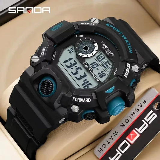 SANDA 326 Electronic Watches for Man Luminous Alarm Clock Waterproof Multifunction Sports Fashion Students Digital Wristwatch