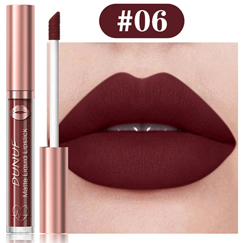 18-Colors Sexy Velvet Matte Lip Gloss Rose Pink Liquid Lipstick Beauty Red Waterproof Lasting Easy To Color Nude Lip Tint Makeup