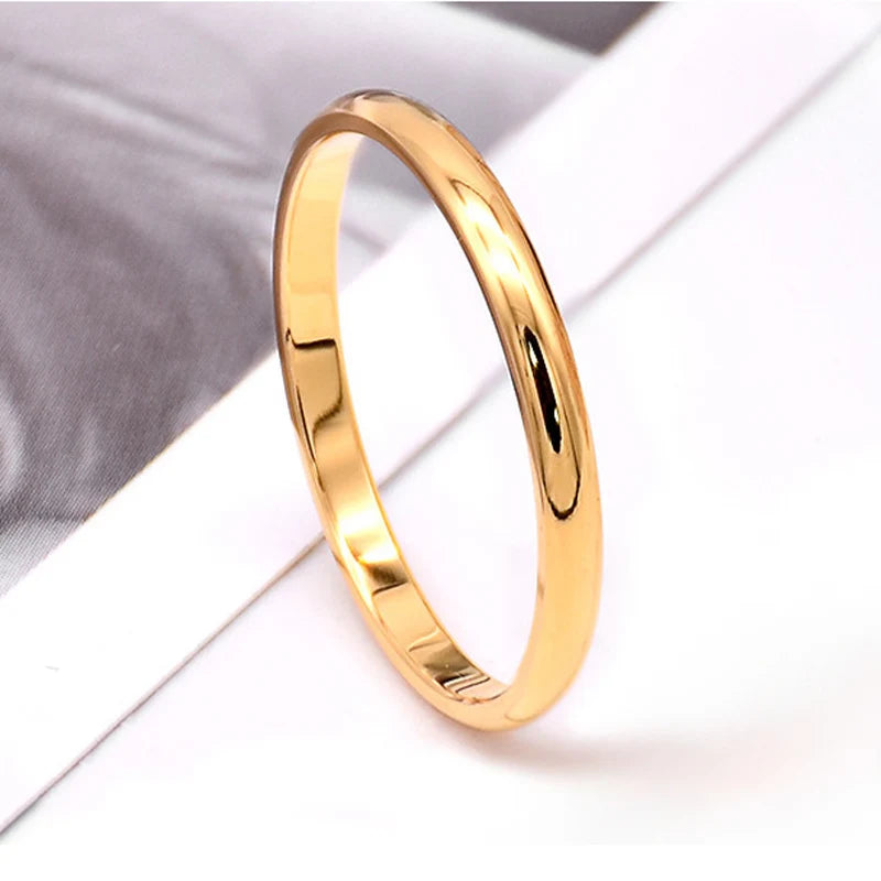 Custom 2mm Thin Rings Engraving Names Personalized For Woman Couples Stainless Steel Black Rose Gold Silver Color Jewelry
