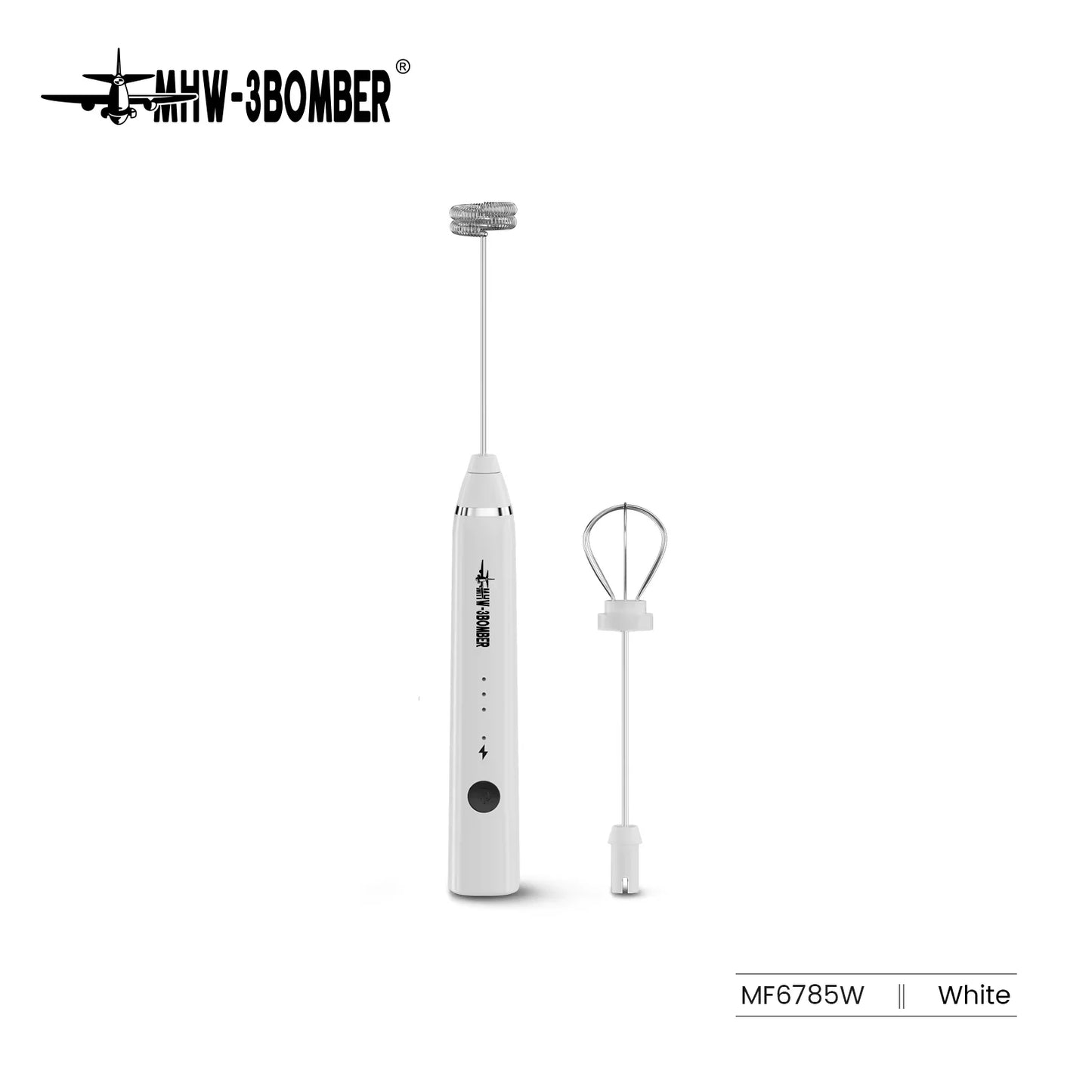 MHW-3BOMBER Electric Milk Frother Sponsored Portable Handheld Rechargeable Whisk Drink Mixer Foamer for Lattes Cappuccino