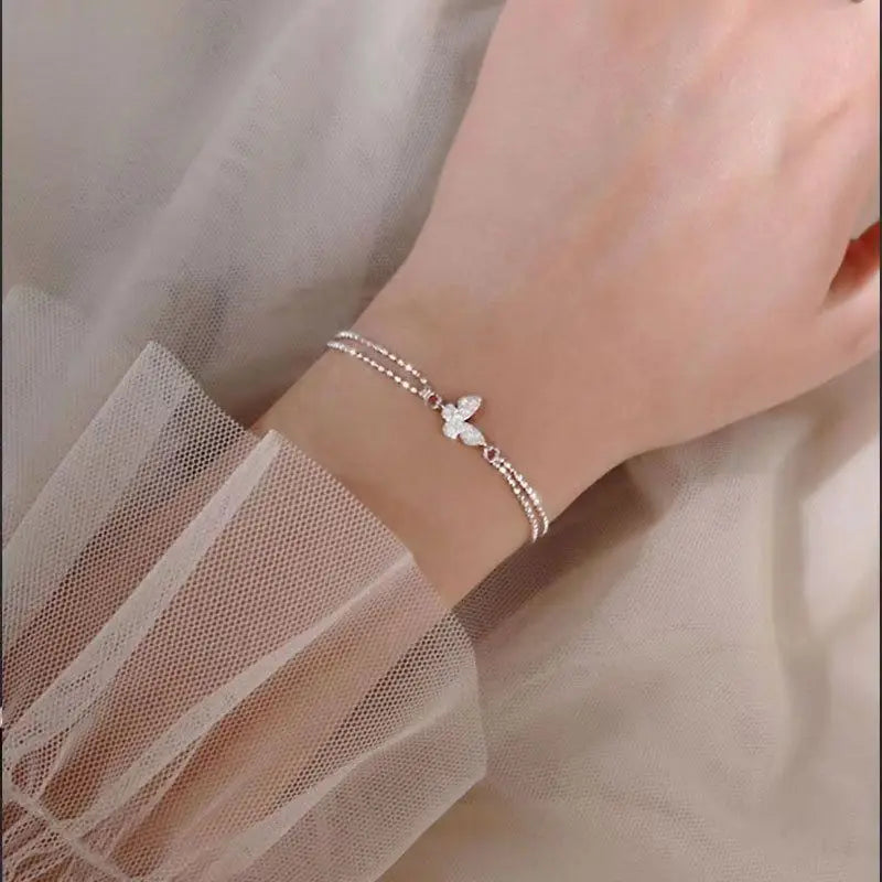 Fashion Silver Color Sparkling Adjustable Bracelets for Women Elegant Gypsophila Fine Bracelet New Wedding Party Jewelry Gifts