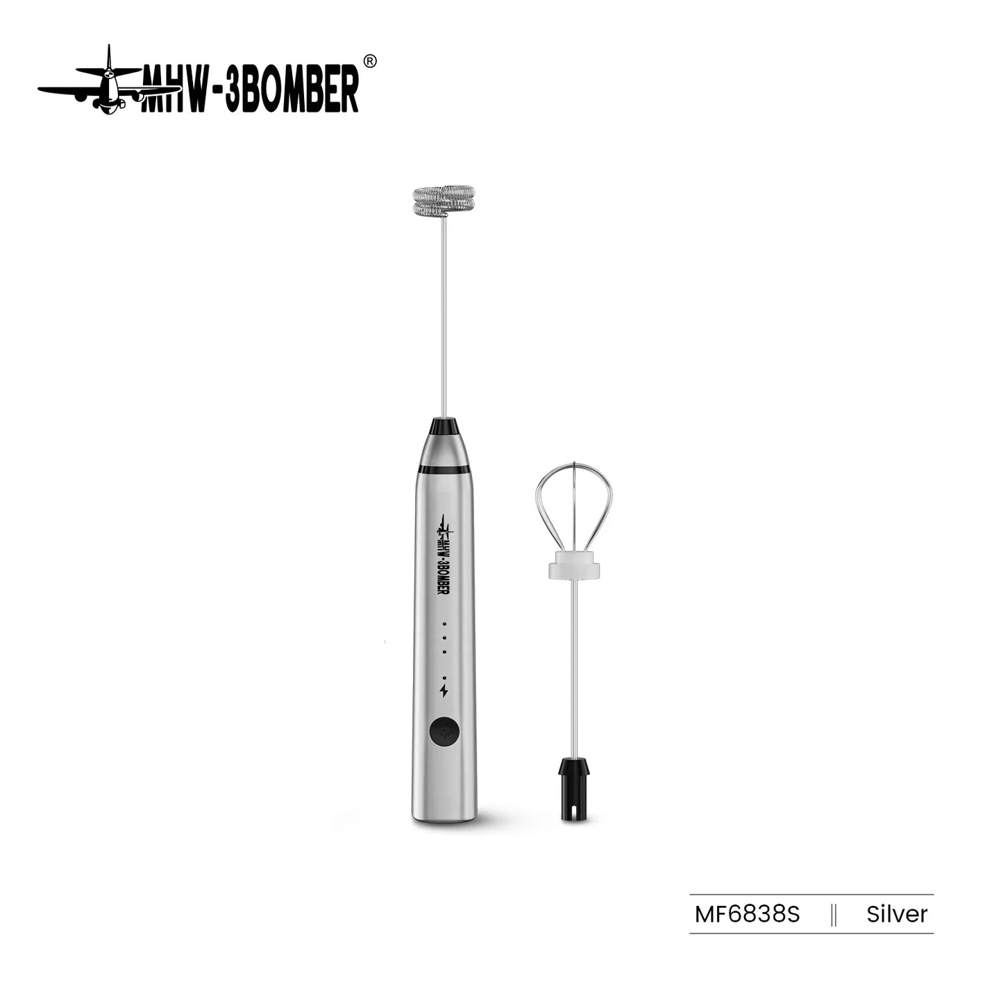 MHW-3BOMBER Electric Milk Frother Sponsored Portable Handheld Rechargeable Whisk Drink Mixer Foamer for Lattes Cappuccino