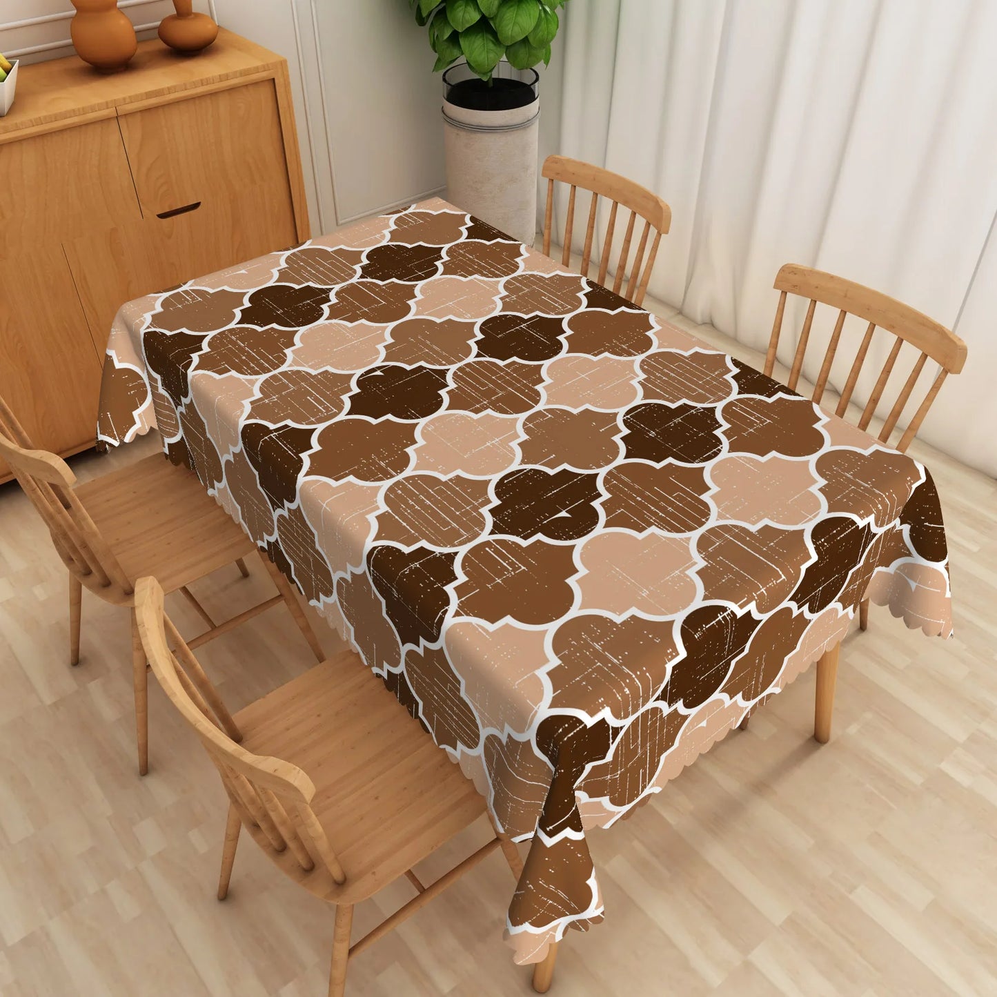Moroccan Pattern Tablecloth Geometric Design Waterproof Easy Clean Rectangular Table Cover for Dining Room Kitchen Home Decor