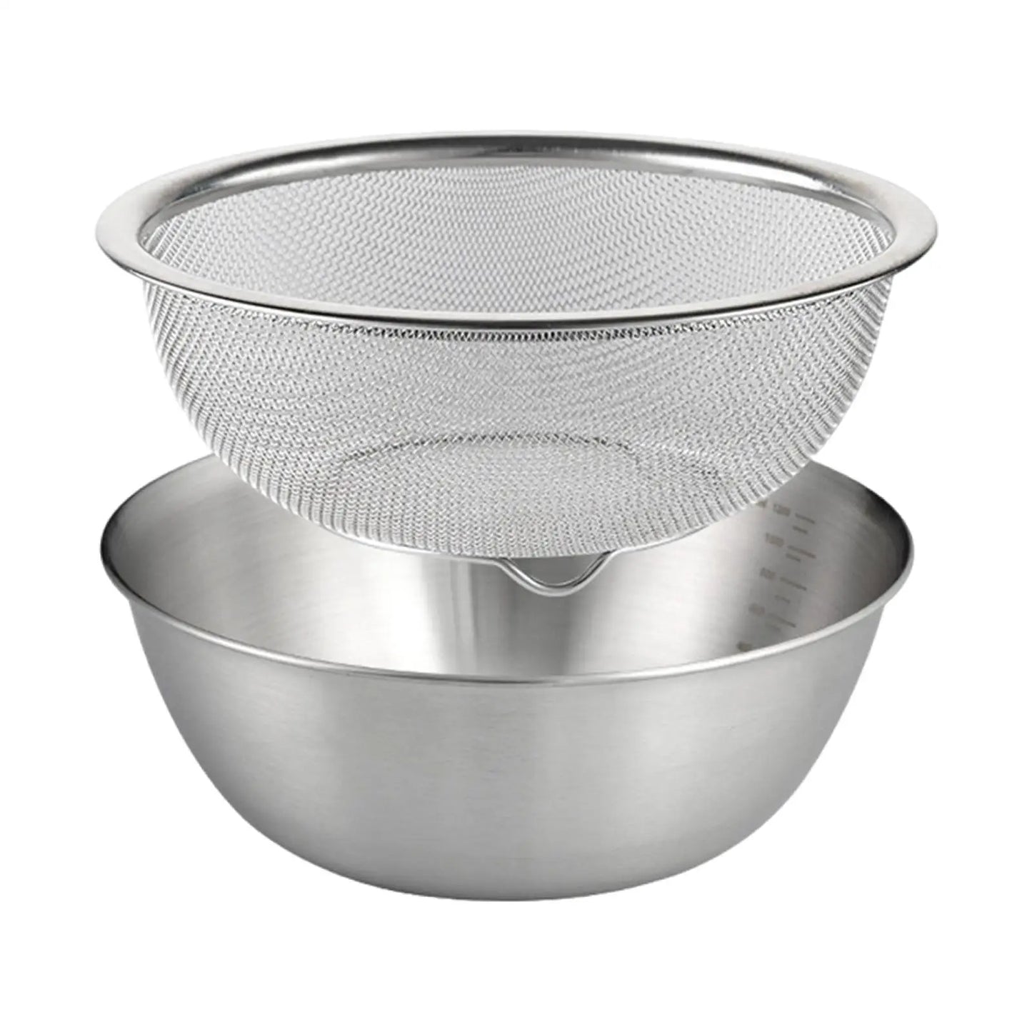 304 Stainless Steel Microporous Colander with Mixing Bowl for Washing Vegetables, Fruit and Rice and for Draining Cooked Pasta