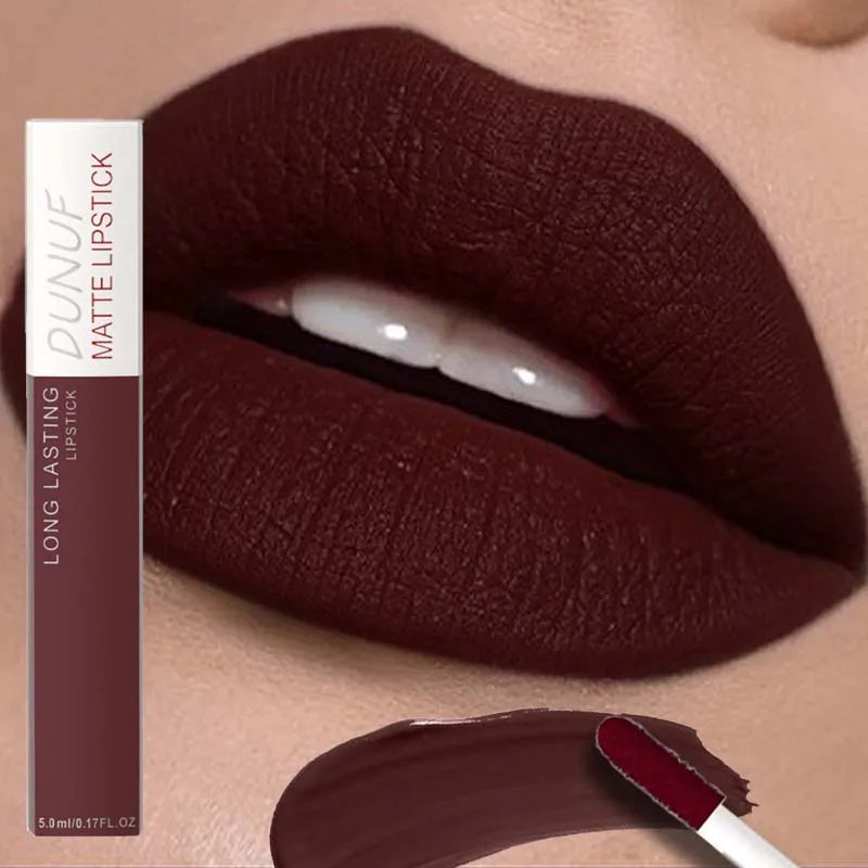 8-color Matte Waterproof Long-lasting Lip Gloss Reddish Brown Lipstick Makeup Tint Moisturizing Makeup Red Lipstick Lip Pigment