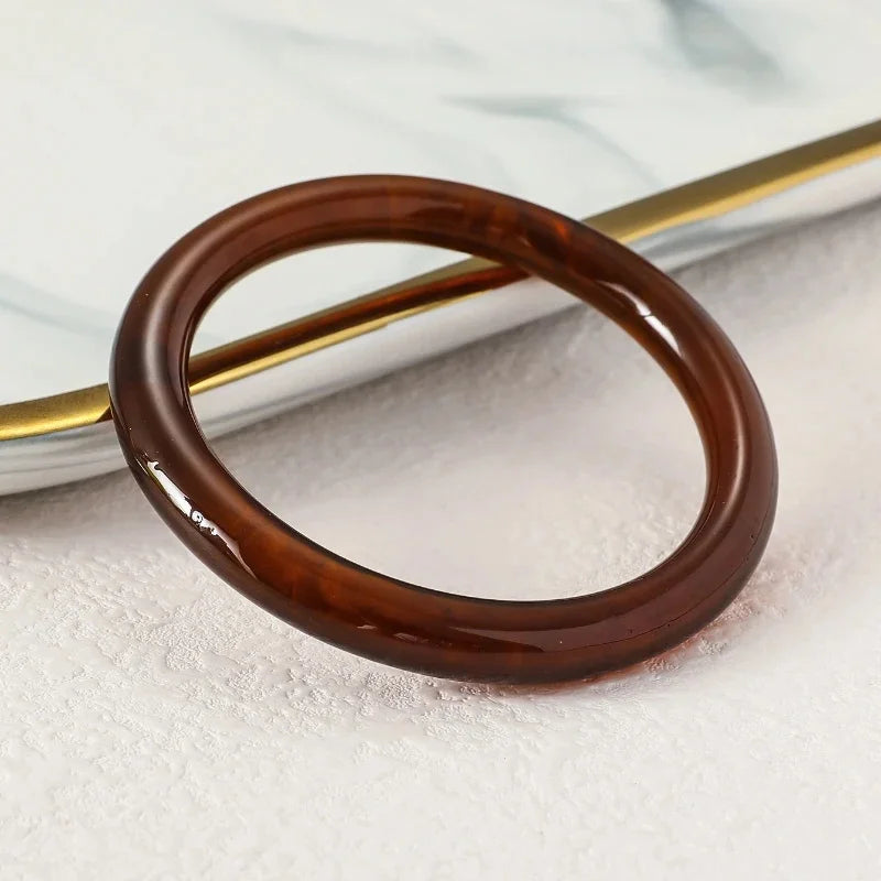 Vintage Punk Brown Coffee Thick Resin Acrylic Smudging Bangles Geometric Irregular Bangle Bracelets For Women Men Jewelry