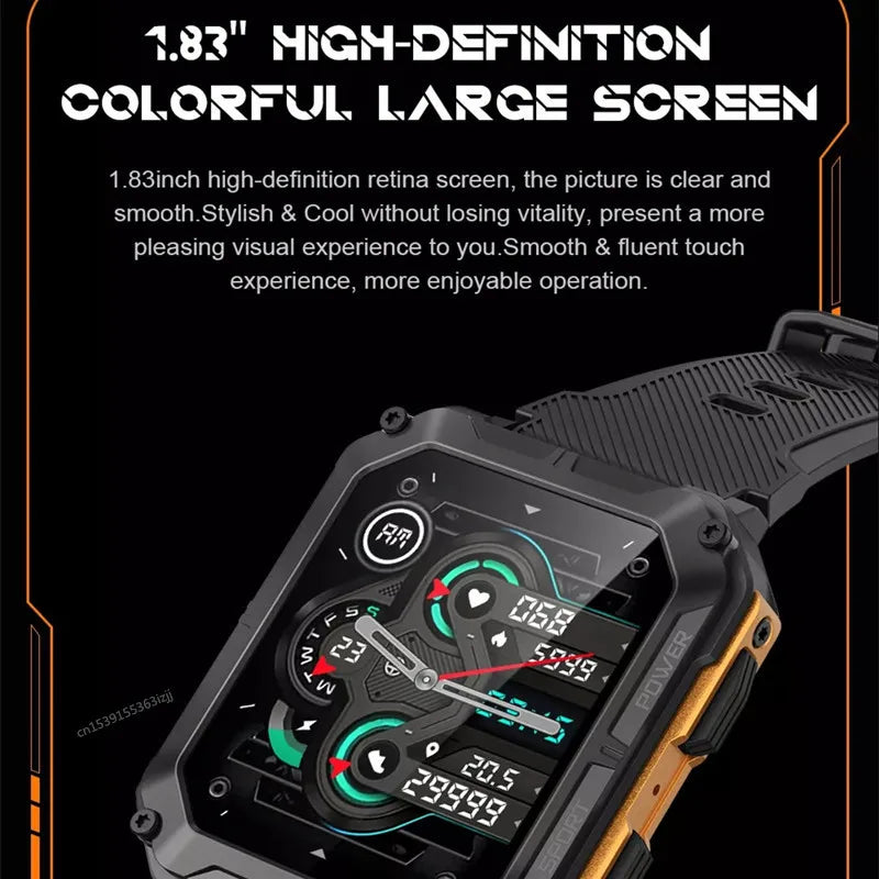 C20 PRO Smart Watch Men Bluetooth Call Outdoor Sports 1.83inch Large Screen Voice Assistant Fitness C20Pro Smartwatch