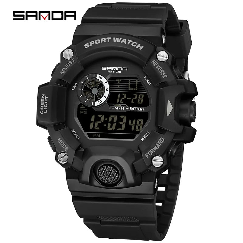 SANDA 326 Electronic Watches for Man Luminous Alarm Clock Waterproof Multifunction Sports Fashion Students Digital Wristwatch
