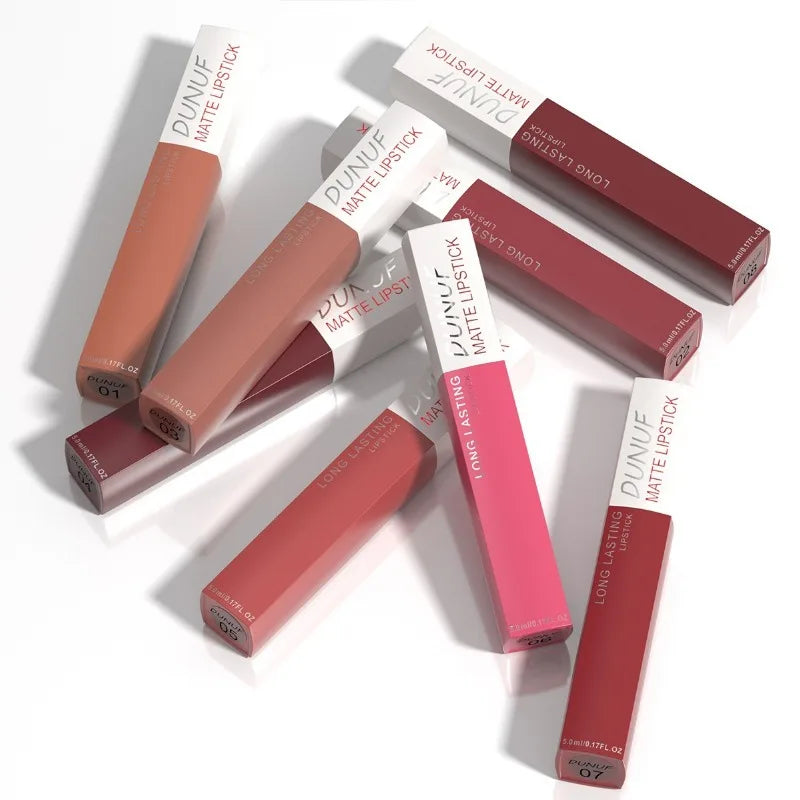 8-color Matte Waterproof Long-lasting Lip Gloss Reddish Brown Lipstick Makeup Tint Moisturizing Makeup Red Lipstick Lip Pigment