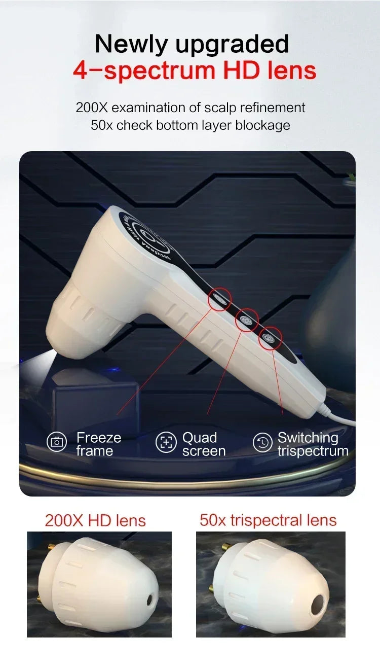 15 Inch Screen Ultra Hair Skin Analyze HD Intelligent Beauty Salon Home 50/200 Times Lens HD Scalp Hair Detector Skin Analysis