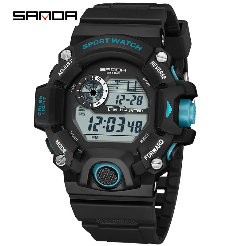 SANDA 326 Electronic Watches for Man Luminous Alarm Clock Waterproof Multifunction Sports Fashion Students Digital Wristwatch