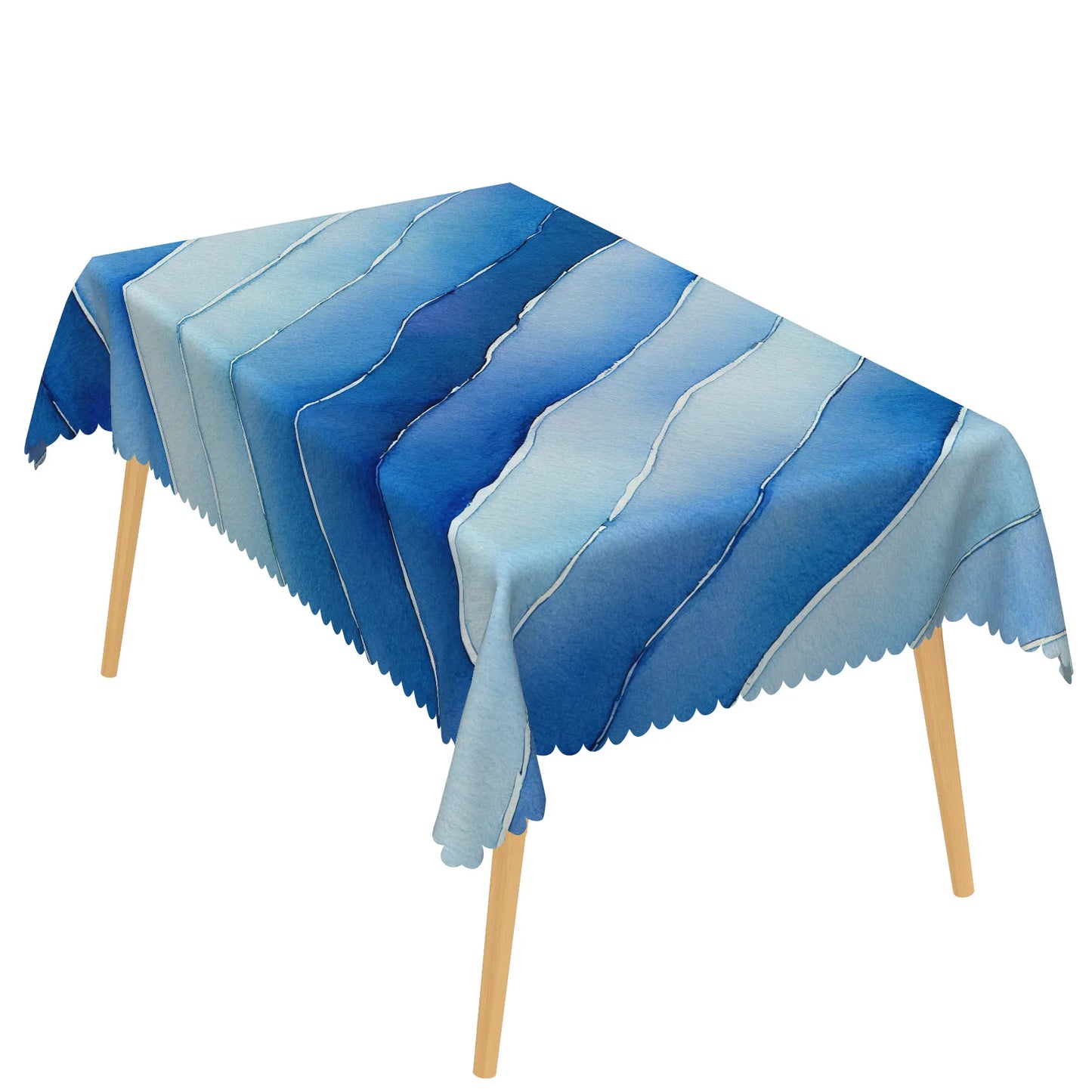 Blue Geometric Tablecloth Rectangular Modern Stripes Checkered Waves Waterproof Table Cover For Dining Room Kitchen Home Decor