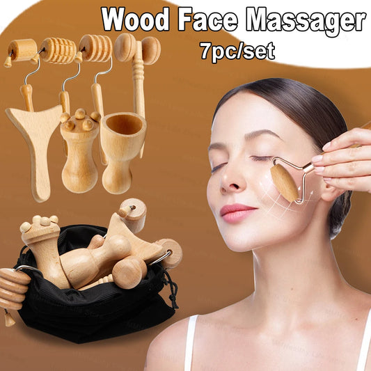 Wood Therapy Face Massager Face Lifting Maderoterapia Gua Sha Wrinkle Remover Skin Scraper Anti Cellulite Neck Lift Beautytool